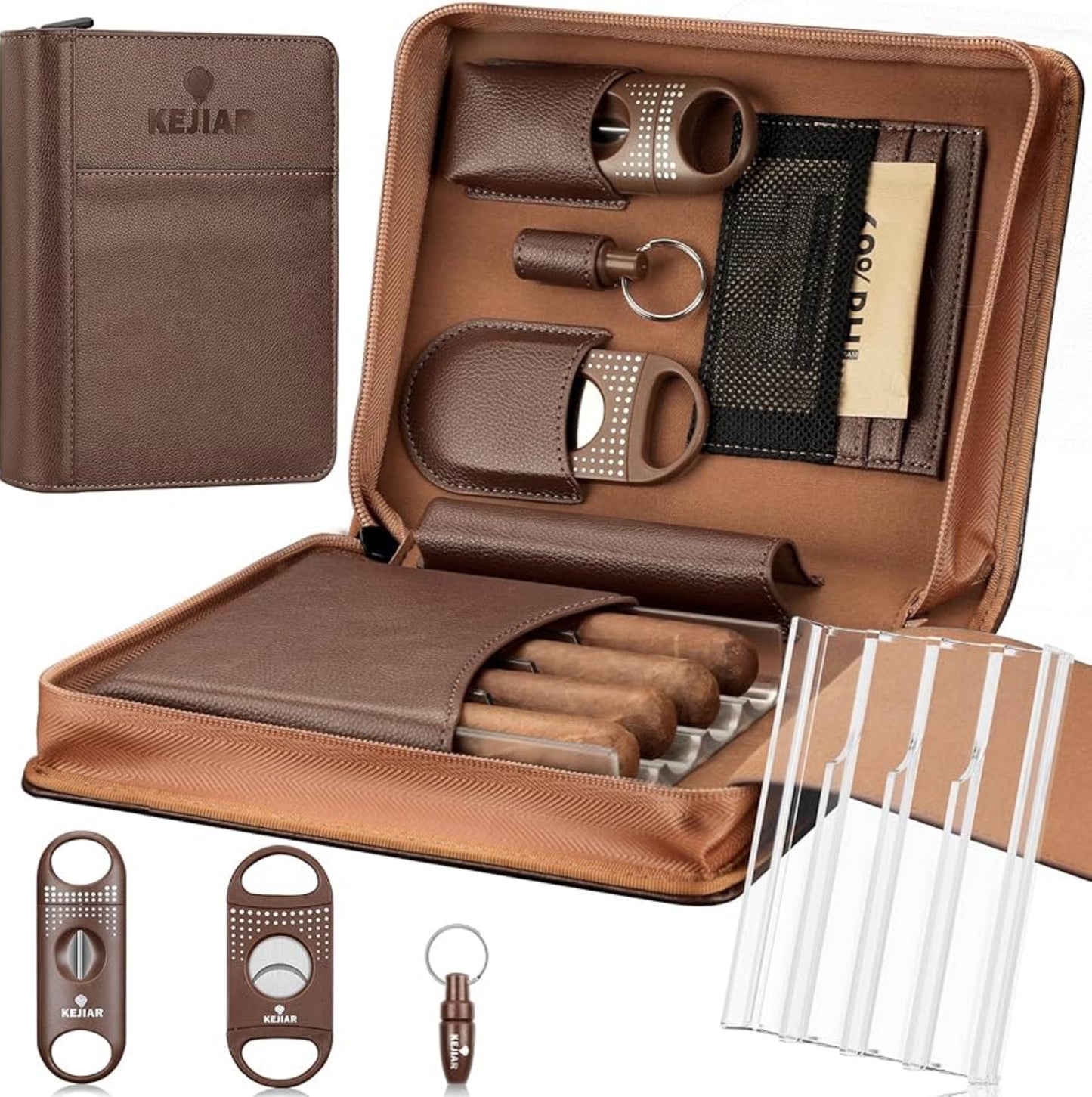 KEJIAR Leather Cigar Travel Humidor