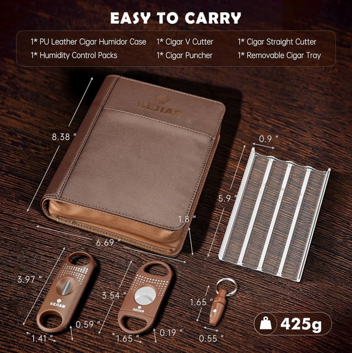 KEJIAR Leather Cigar Travel Humidor