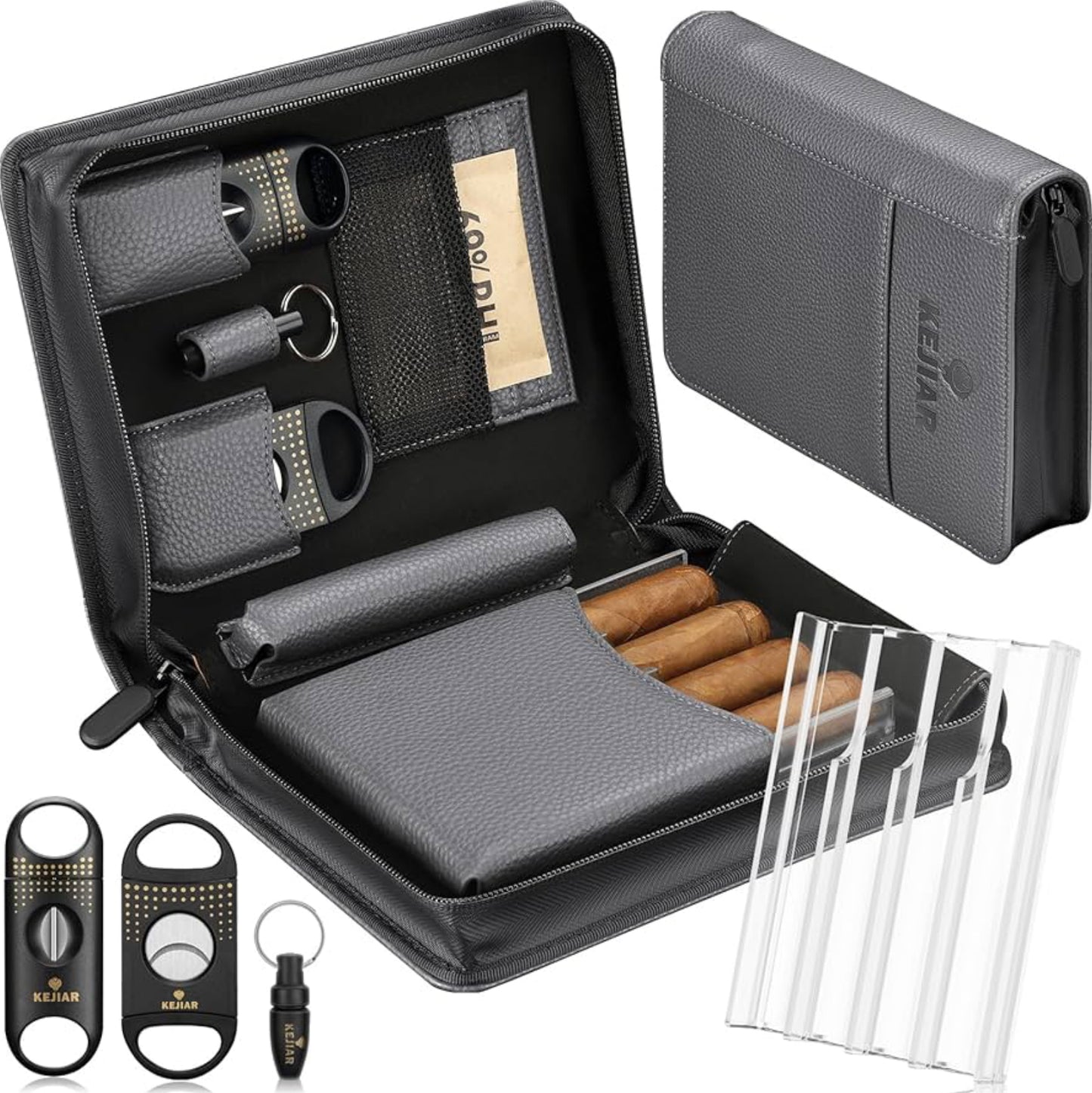KEJIAR Leather Cigar Travel Humidor