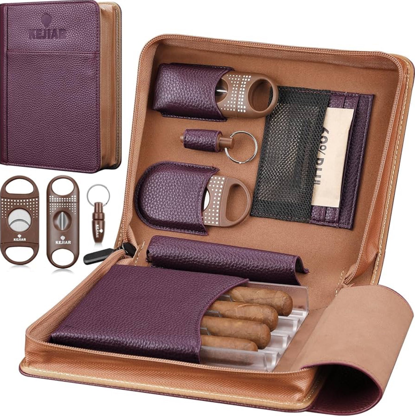 KEJIAR Leather Cigar Travel Humidor