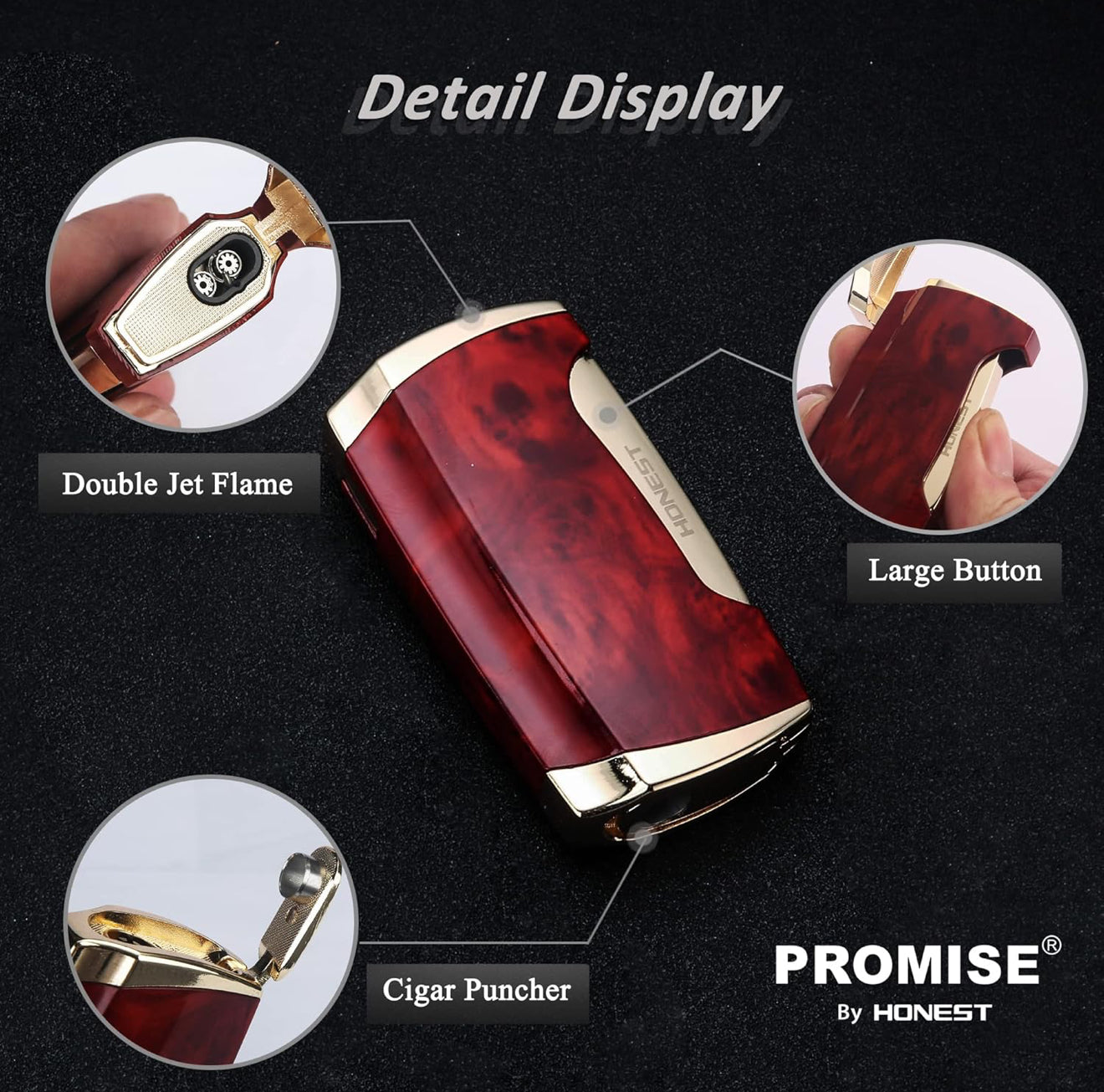 Brown Grain Torch Lighter Double Jet Flame