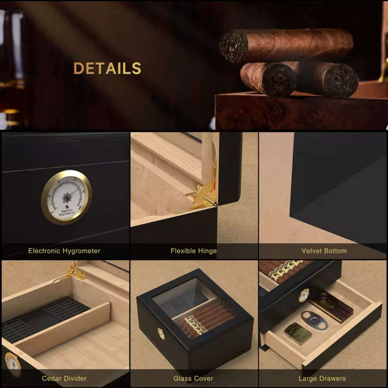 Cedar Wood Cigar Humidor Box