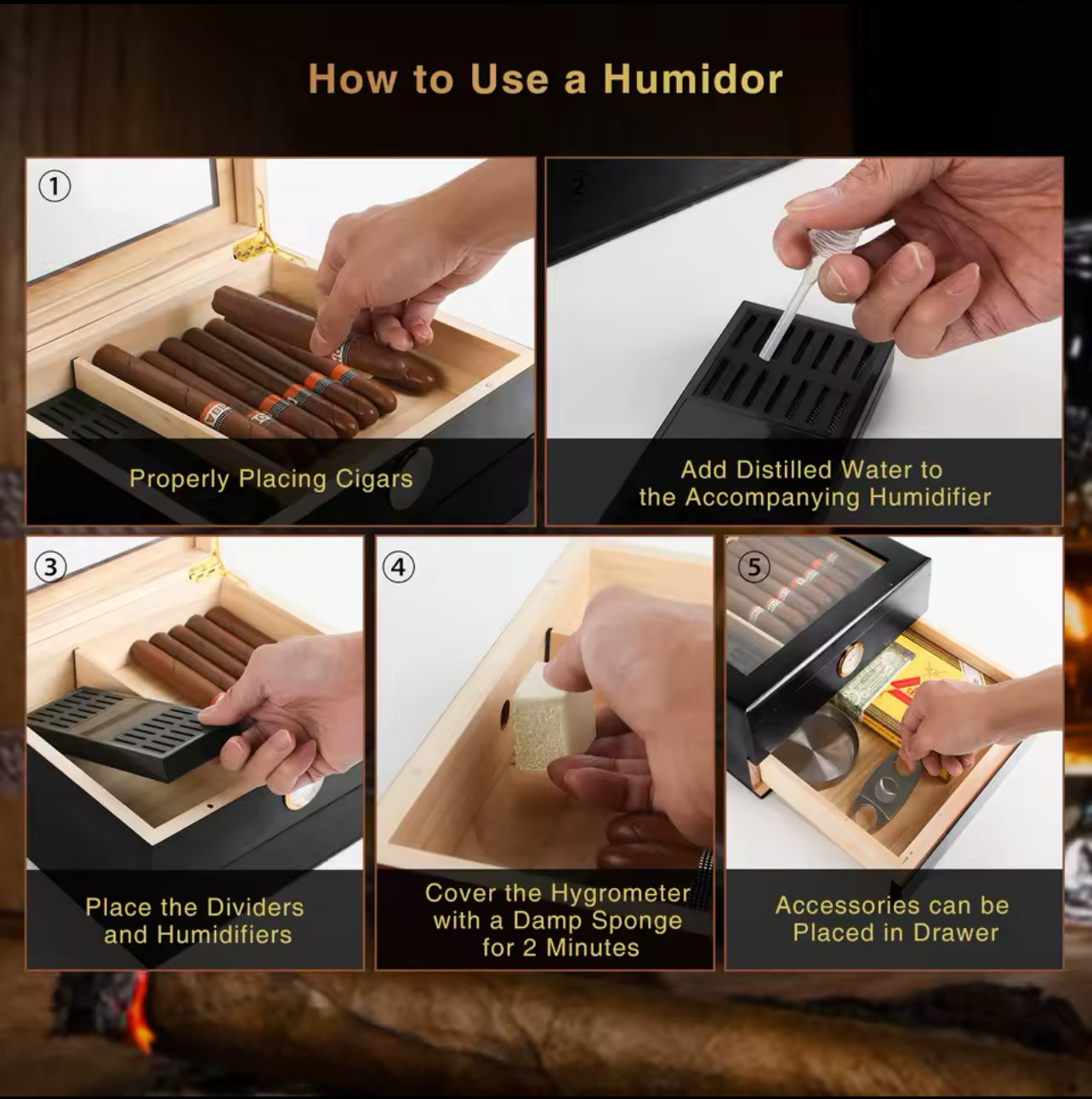 Cedar Wood Cigar Humidor Box