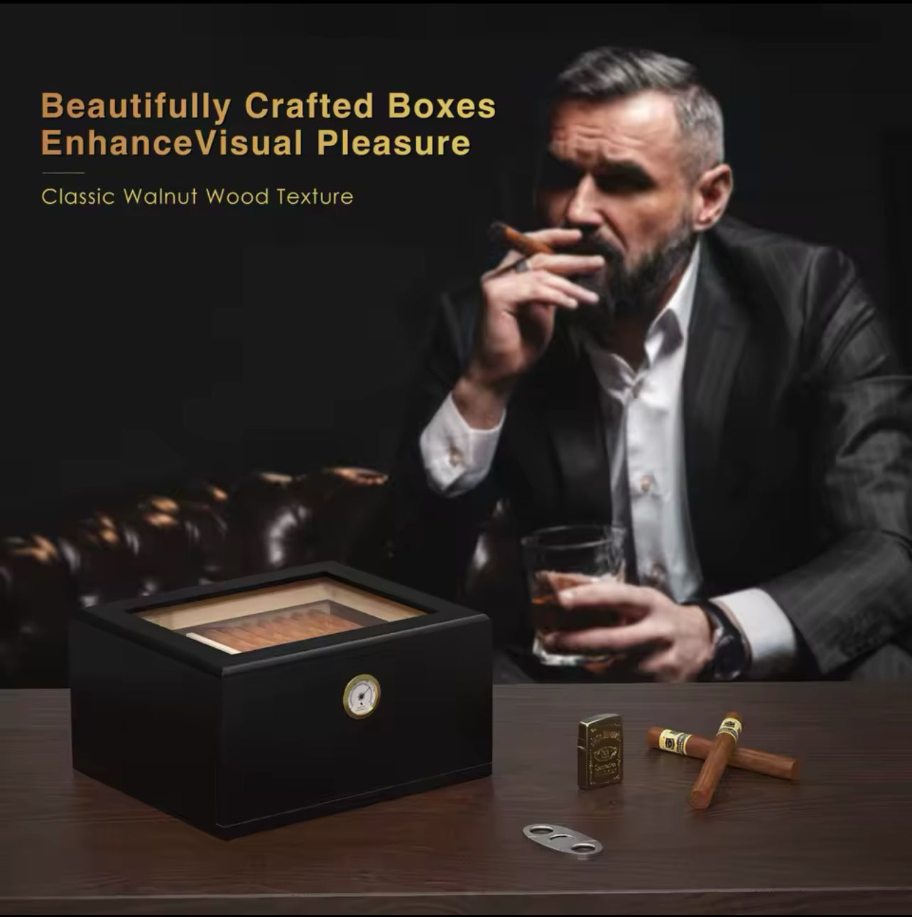 Cedar Wood Cigar Humidor Box