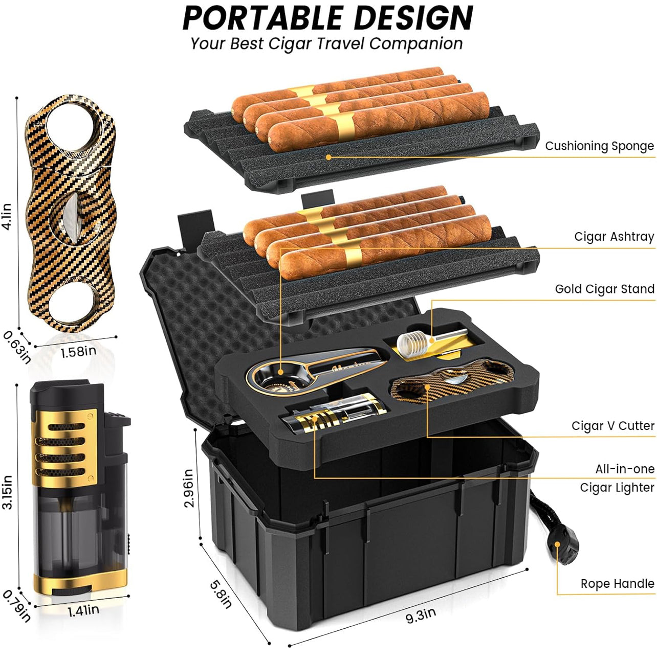 Travel Cigar Humidor With Accessories