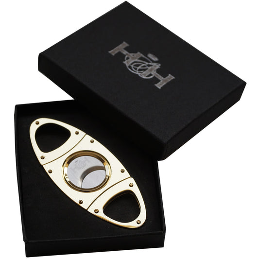 H & H - Cigar Cutter - Double Blade - Golden