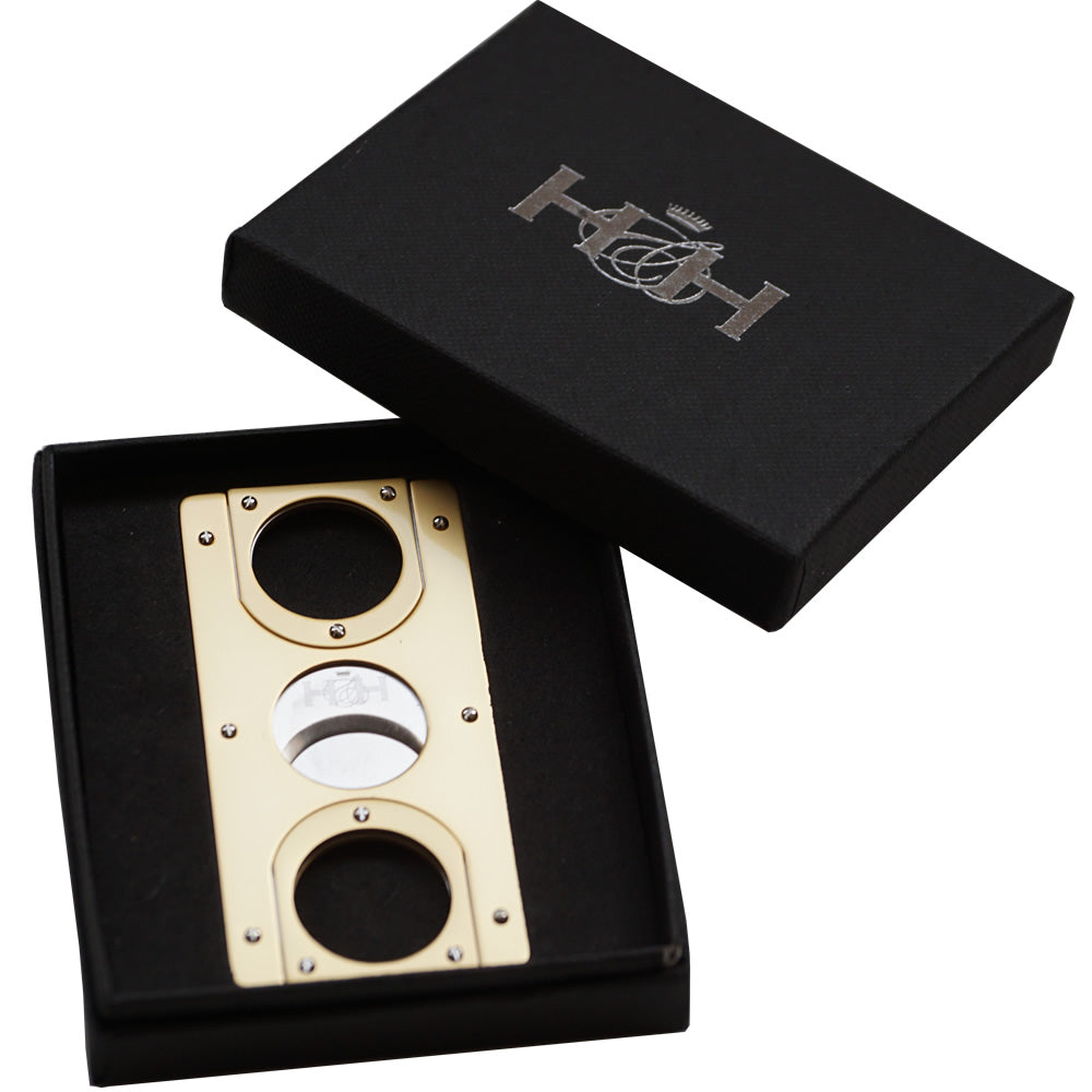 H & H - Cigar Cutter - Double Blade - Credit Card Style - Golden
